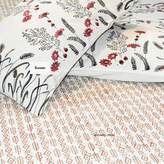 Floral Block Print Cotton Bedsheet Set – King Size with 2 Pillow Covers