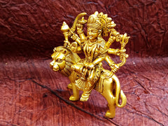 Handcrafted Brass Goddess Durga Statue Riding Lion - Divine Idol for Spiritual Decor & Pooja Room | 6-inch
