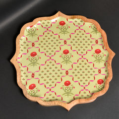 Handcrafted Wooden Tray with Floral Pattern – Decorative & Functional Serve ware