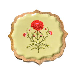 Wooden Enamel Decorative Tray (10 Inch) –  Marigold Artwork | Elegant Serve ware for Everyday Use