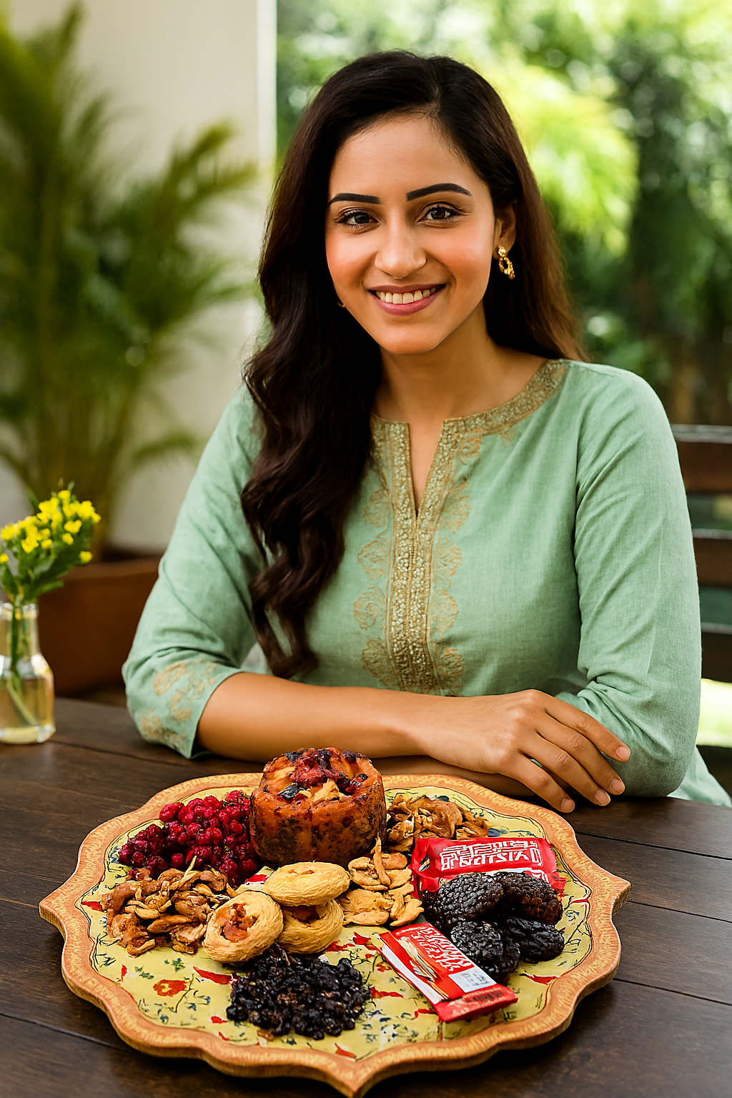 Handcrafted Wooden Tray with Floral Pattern – Decorative & Functional Serve ware