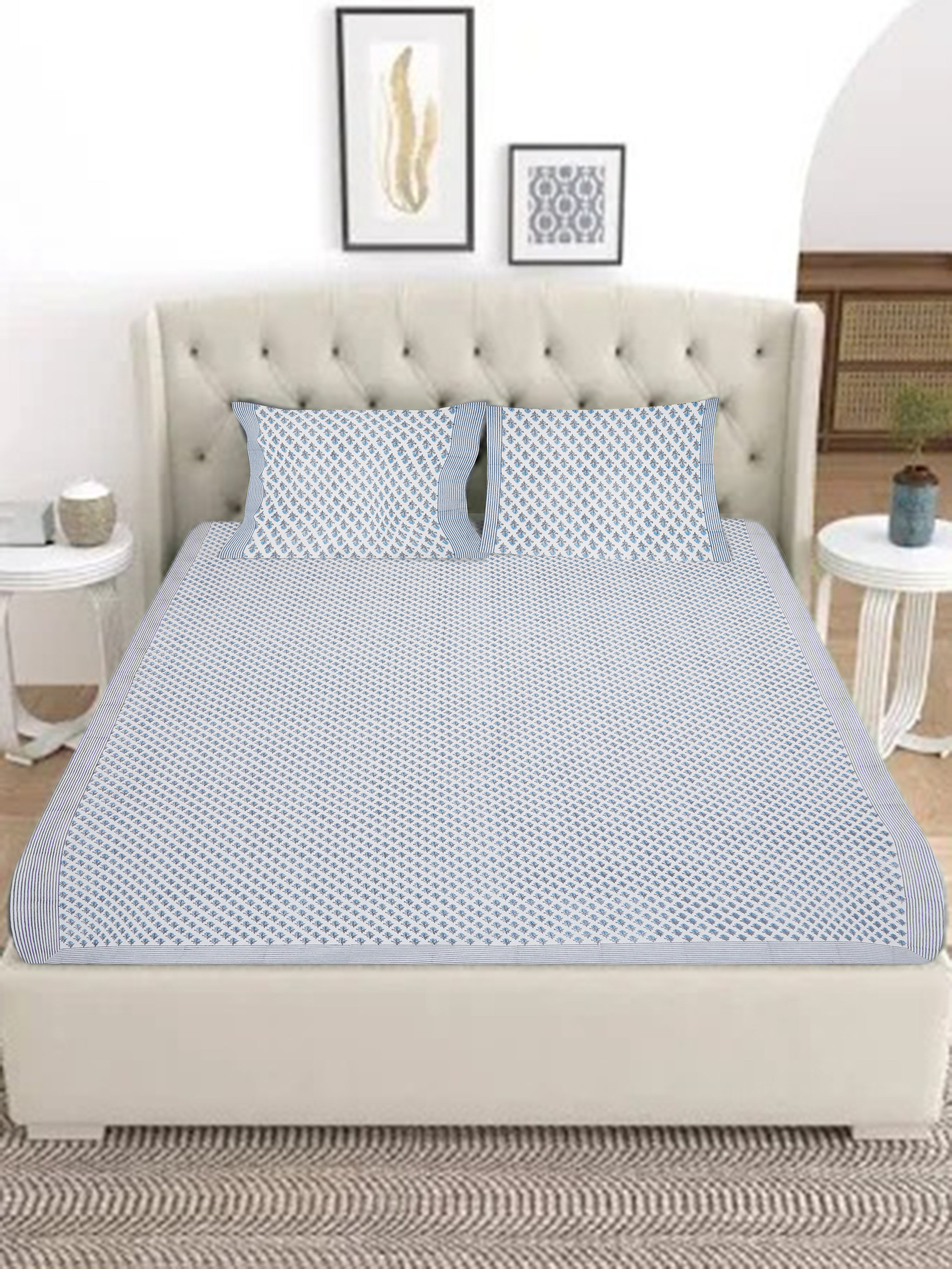 Handcrafted Block Print Bedsheet in Soft Cotton - King Size