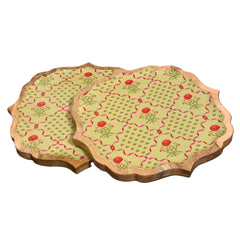 Premium Green Floral Tray Set – 12" (Pack of 2)