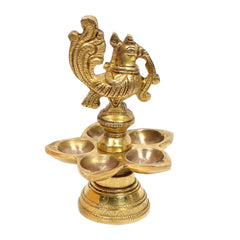 Brass Peacock Oil Lamp – Traditional Indian Diya for Pooja & Decor 5 (inch)