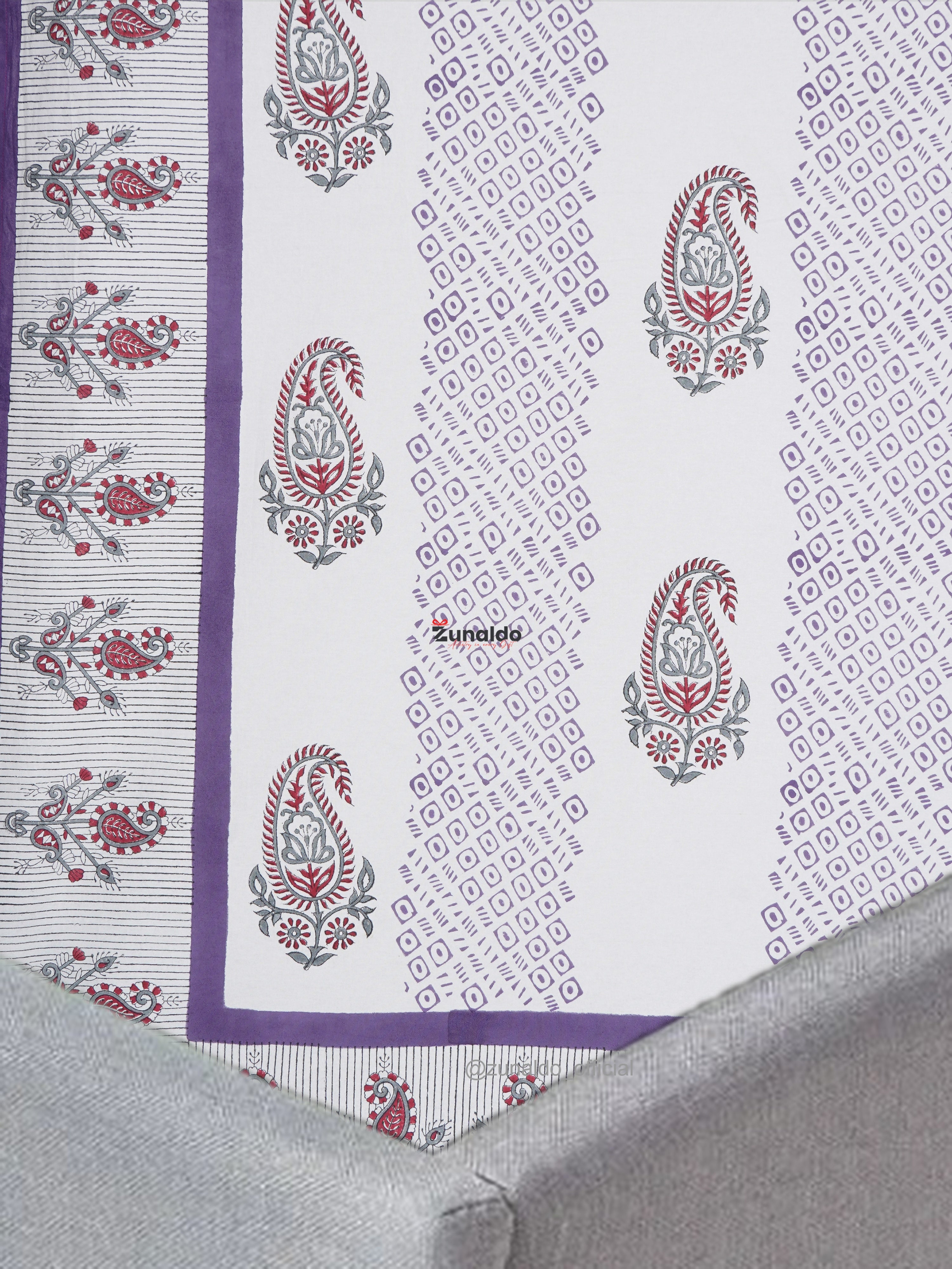 Pure Cotton Block Print Bedcover -King Size 90x108 Inch