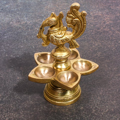 Brass Peacock Oil Lamp – Traditional Indian Diya for Pooja & Decor 5 (inch)