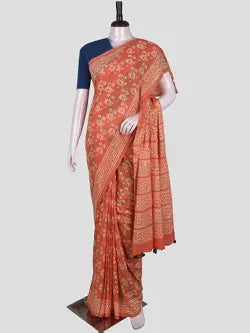 Hand Block Cotton Saree with Blouse