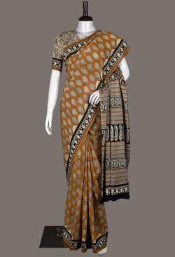 Hand Block Cotton Saree with Blouse