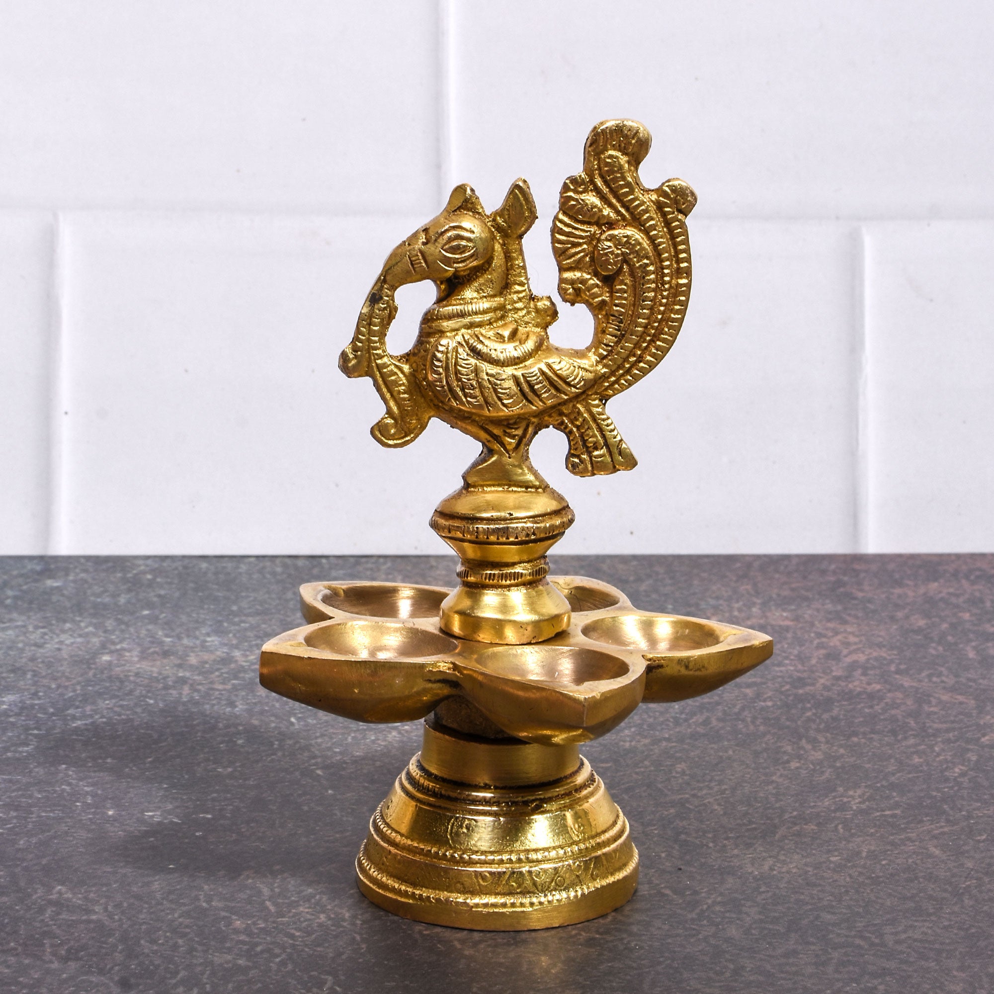 Brass Peacock Oil Lamp – Traditional Indian Diya for Pooja & Decor 5 (inch)
