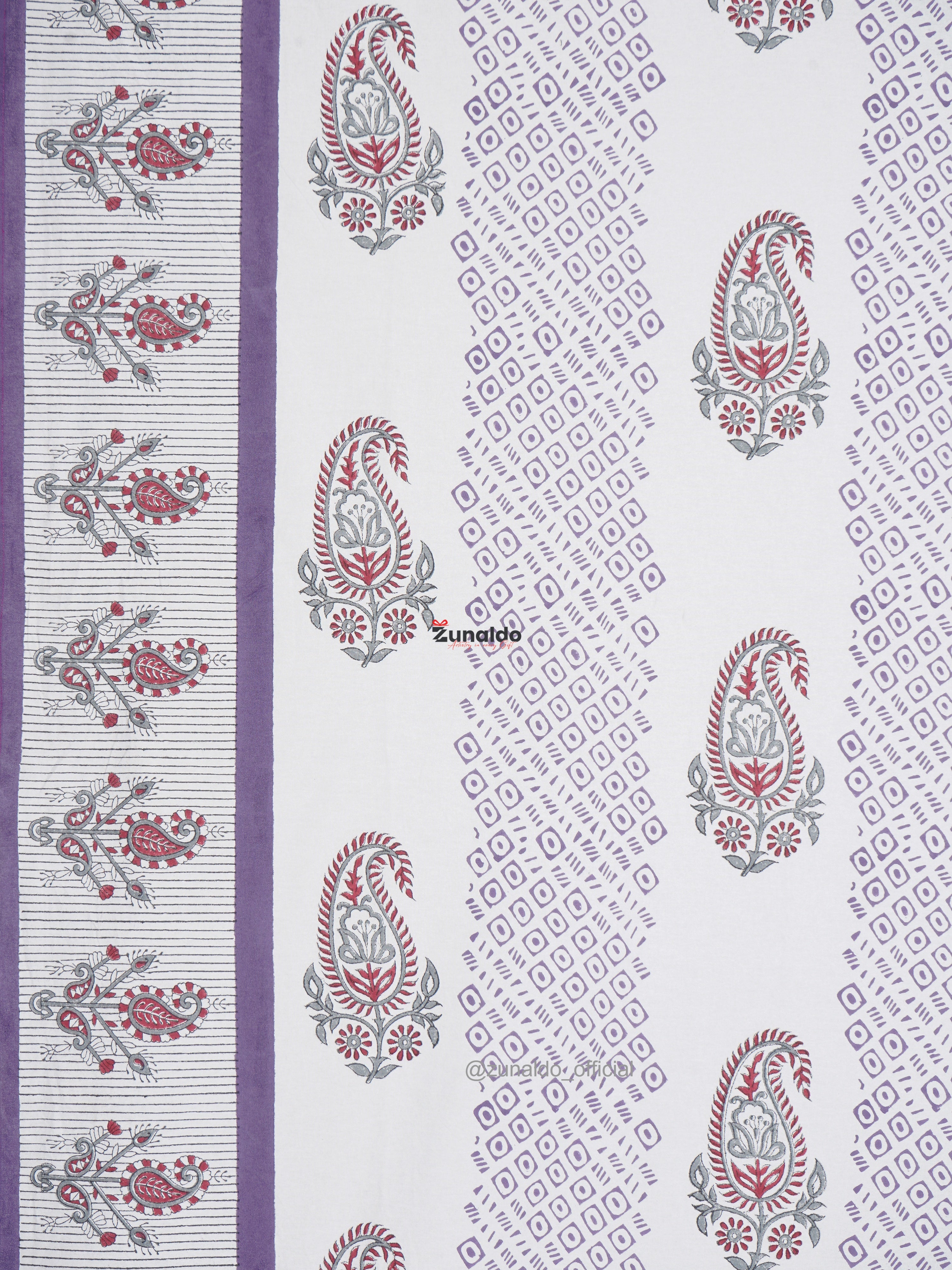 Pure Cotton Block Print Bedcover -King Size 90x108 Inch