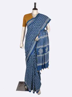 Hand Block Cotton Saree with Blouse