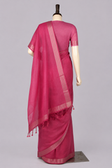 Pure Linen Cross Dyed Saree with Blouse