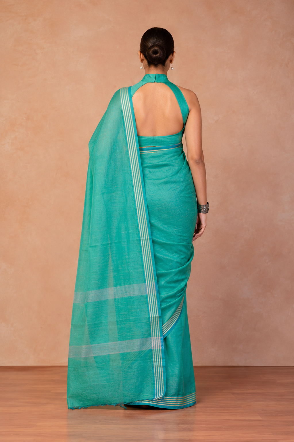 Pure Linen Cross Dyed Saree with Blouse