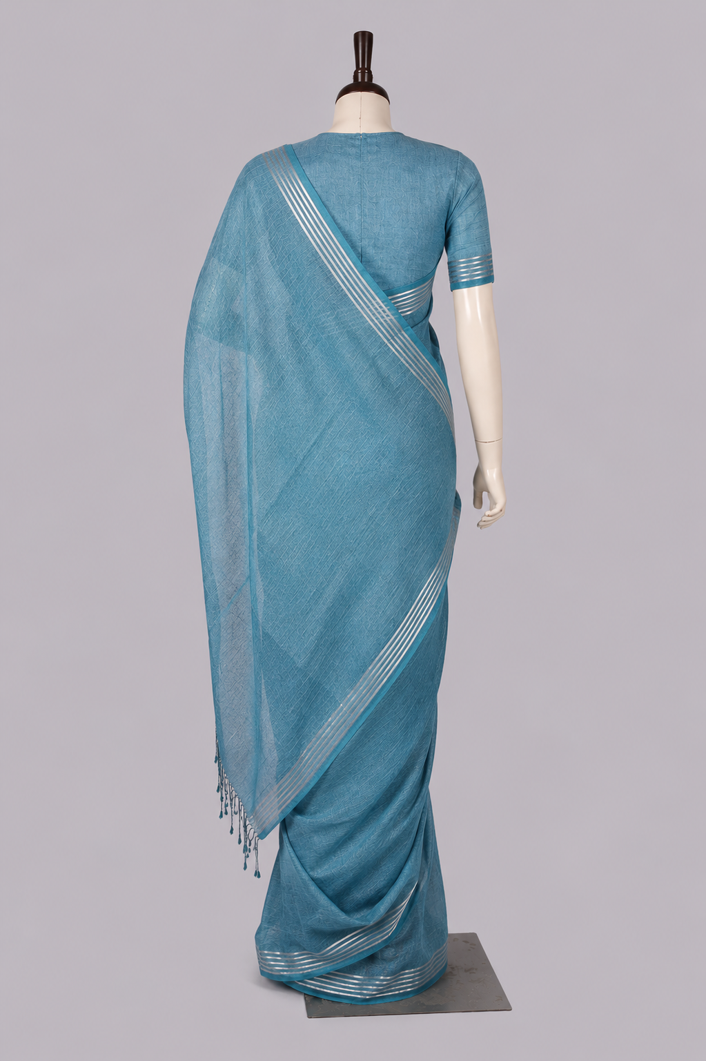 Pure Linen Cross Dyed Saree with Blouse