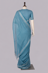 Pure Linen Cross Dyed Saree with Blouse