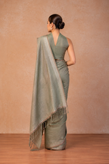 Pure Linen Cross Dyed Saree with Blouse