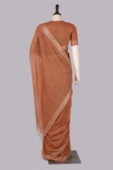 Pure Linen Cross Dyed Saree with Blouse