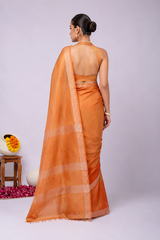 Pure Linen Cross Dyed Saree with Blouse