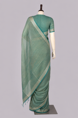 Pure Linen Cross Dyed Saree with Blouse