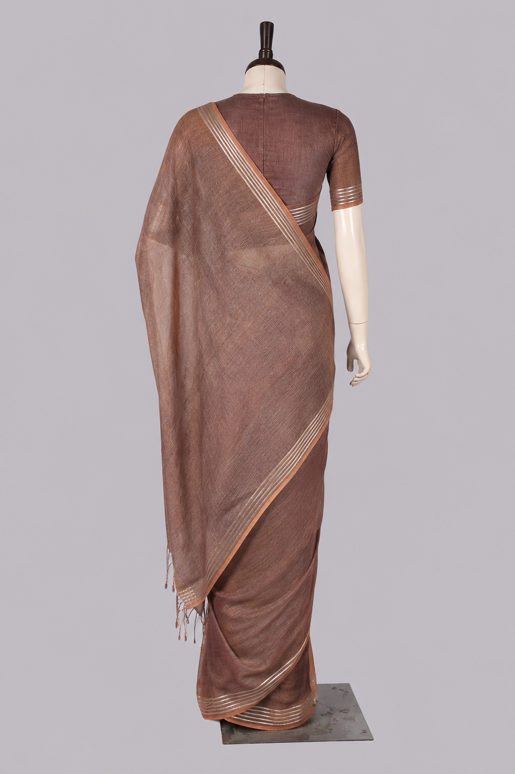 Pure Linen Cross Dyed Saree with Blouse