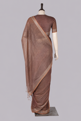 Pure Linen Cross Dyed Saree with Blouse