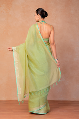 Pure Linen Cross Dyed Saree with Blouse