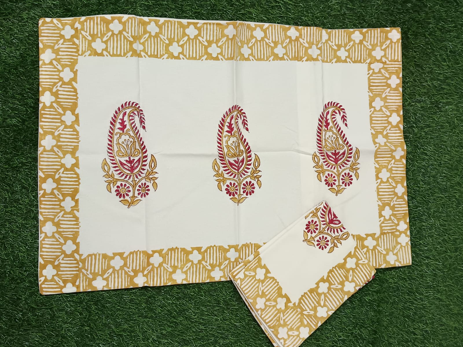 Hand Block Printed Cotton Bedsheet King Size (90x108") with 2 Pillow Covers | 100% Pure Cotton
