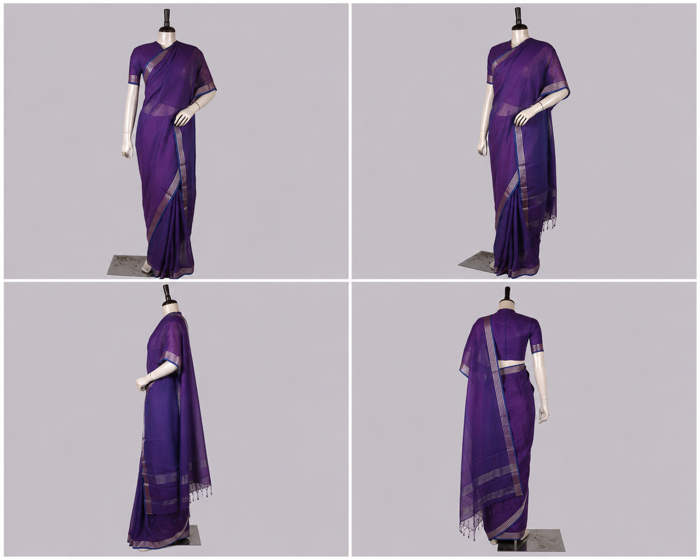 Pure Linen Cross Dyed Saree with Blouse