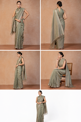 Pure Linen Cross Dyed Saree with Blouse