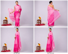 Pure Linen Cross Dyed Saree with Blouse