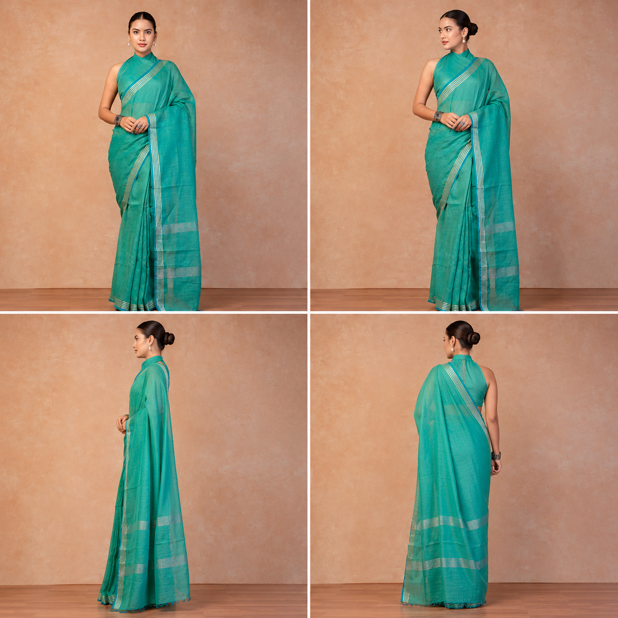 Pure Linen Cross Dyed Saree with Blouse