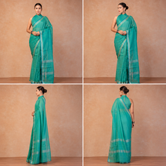 Pure Linen Cross Dyed Saree with Blouse