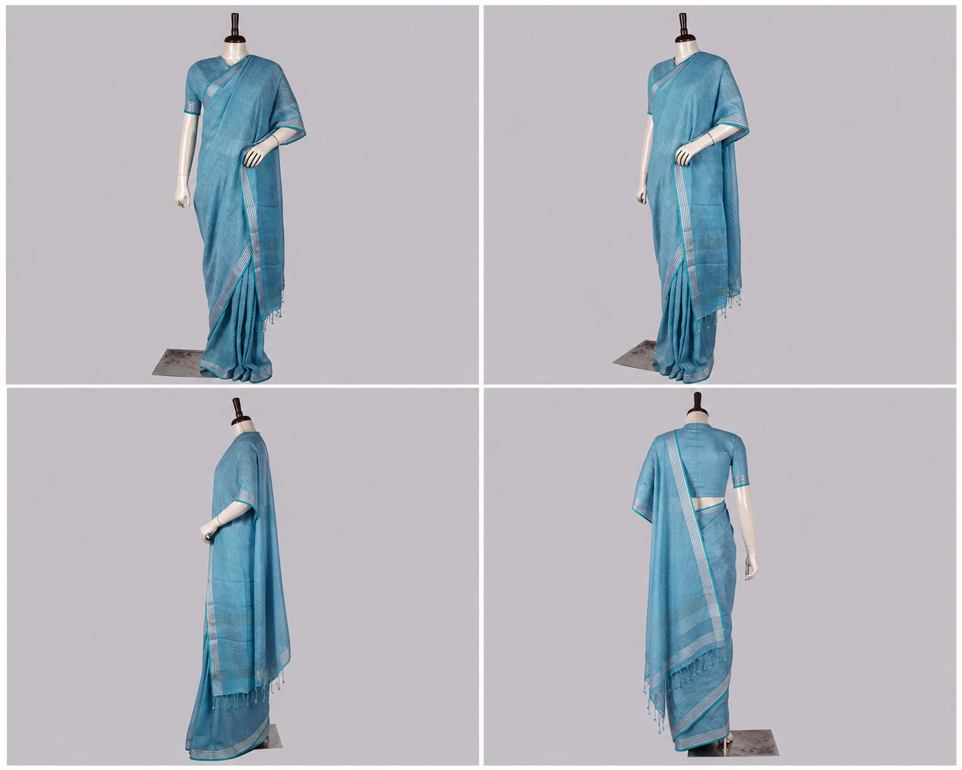 Pure Linen Cross Dyed Saree with Blouse