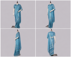 Pure Linen Cross Dyed Saree with Blouse