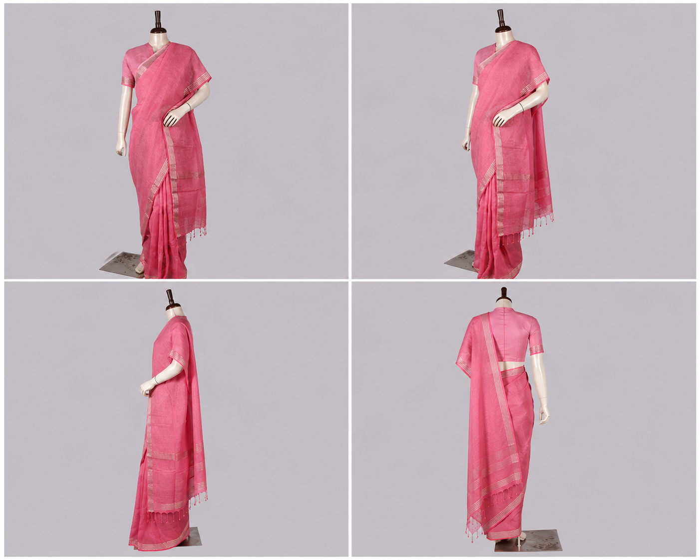 Pure Linen Cross Dyed Saree with Blouse