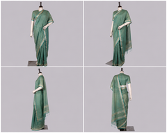 Pure Linen Cross Dyed Saree with Blouse