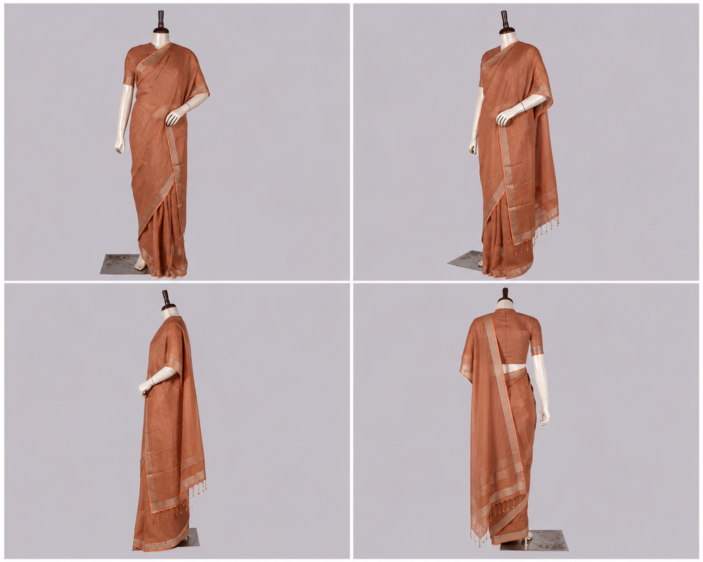 Pure Linen Cross Dyed Saree with Blouse