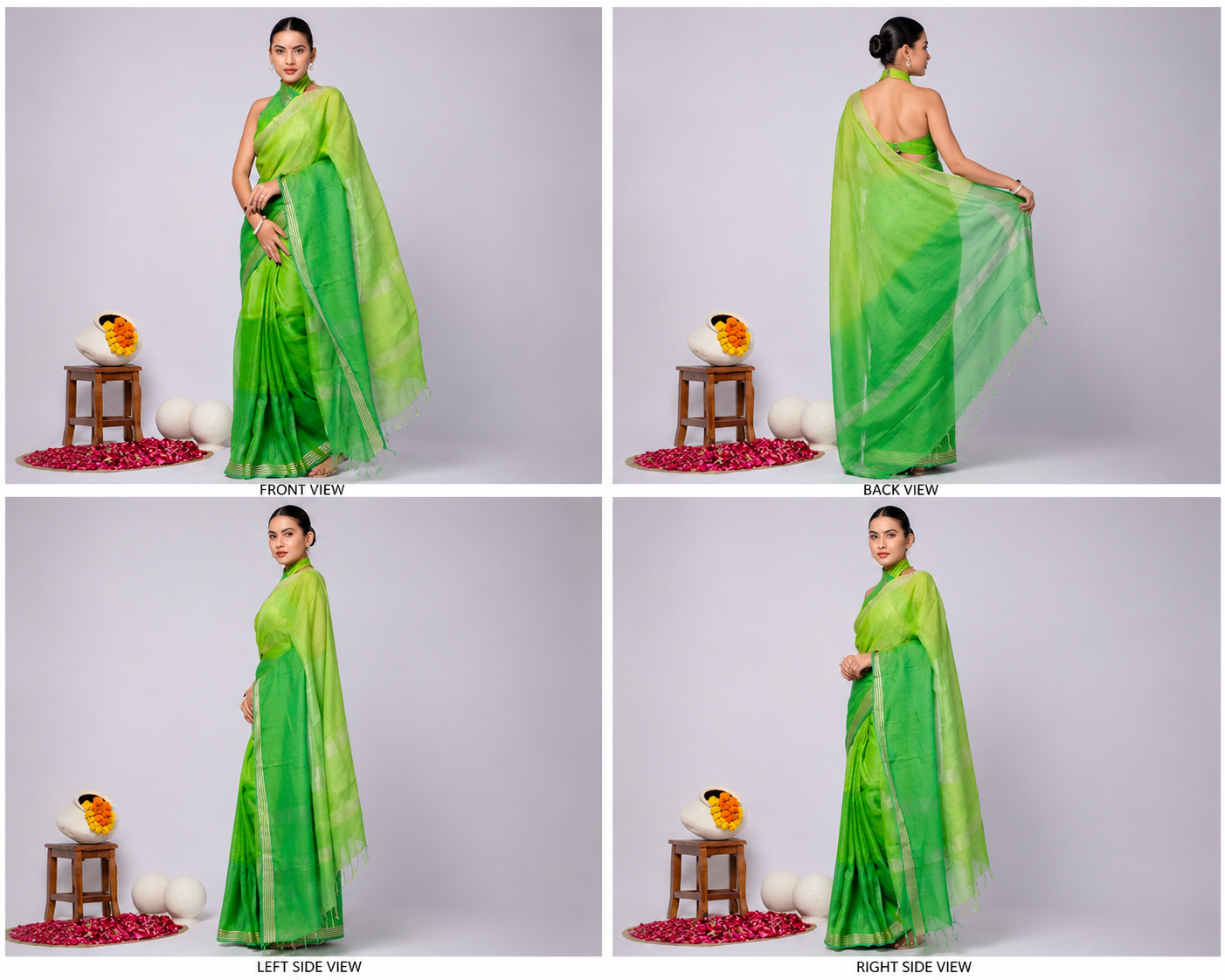 Pure Linen Cross Dyed Saree with Blouse