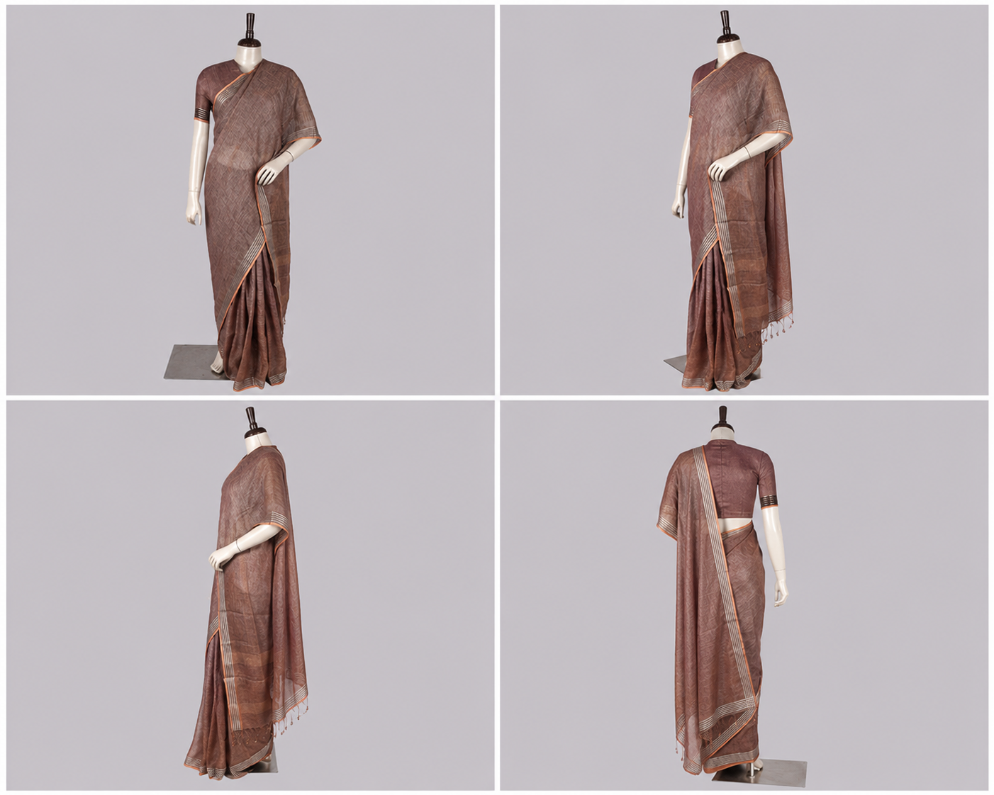 Pure Linen Cross Dyed Saree with Blouse