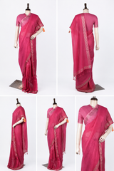 Pure Linen Cross Dyed Saree with Blouse