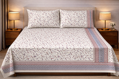 Hand Block Printed Cotton Bedsheet  (90 X108 ) IN