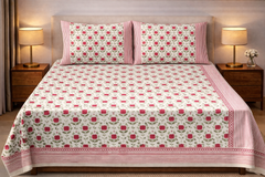 Hand Block Printed Cotton Bedsheet  (90 X108 ) IN