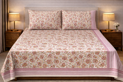 Hand Block Printed Cotton Bedsheet  (90 X108 ) IN