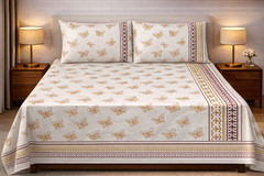 Hand Block Printed Cotton Bedsheet  (90 X108 ) IN