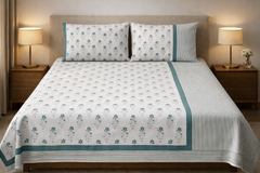 Hand Block Printed Cotton Bedsheet  (90 X108 ) IN