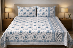 Hand Block Printed Cotton Bedsheet  (90 X108 ) IN