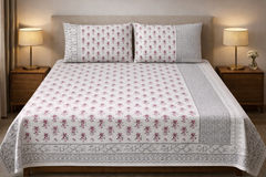 Hand Block Printed Cotton Bedsheet  (90 X108 ) IN