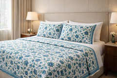 Hand Block Printed Cotton Bedsheet King Size (90x108") with 2 Pillow Covers | 100% Pure Cotton