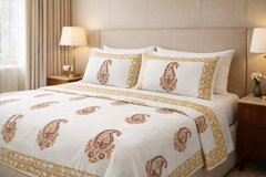 Hand Block Printed Cotton Bedsheet King Size (90x108") with 2 Pillow Covers | 100% Pure Cotton
