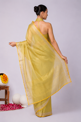 Pure Linen Cross Dyed Saree with Blouse